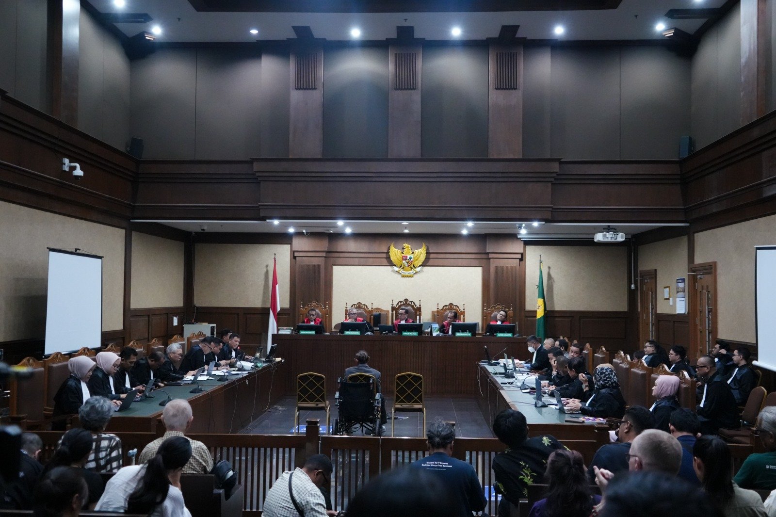 Suasana sidang perkara tindak pidana korupsi Chromebook di Pengadilan Tindak Pidana Korupsi pada Pengadilan Negeri Jakarta Pusat, Senin (4/5/2026).