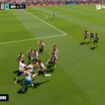 Selebrasi timnas Amerika usai berhasil mencetak gol ke gawang Australia.