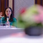 Wakil Menteri Pariwisata Ni Luh Puspa saat Rapat Koordinasi Optimalisasi Peran HOREKA dalam Pengelolaan Sampah di Provinsi Bali bersama Kementerian Lingkungan Hidup/Badan Pengendalian Lingkungan Hidup, Senin (9/6/2026), di The Meru Sanur, Bali.