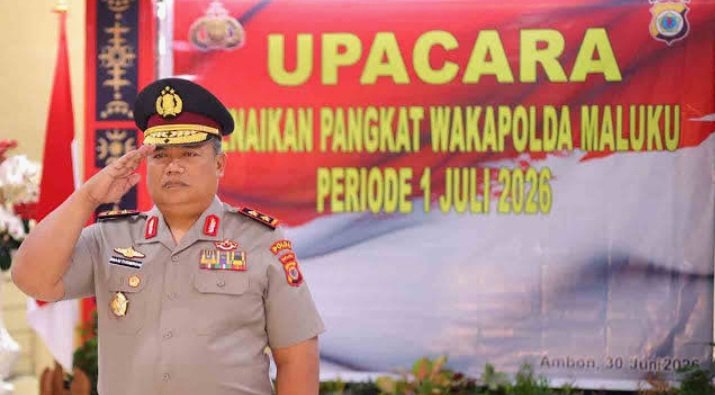 Upacara kenaikan pangkat Wakapolda Maluku, Irjen Pol Imam Thobroni.