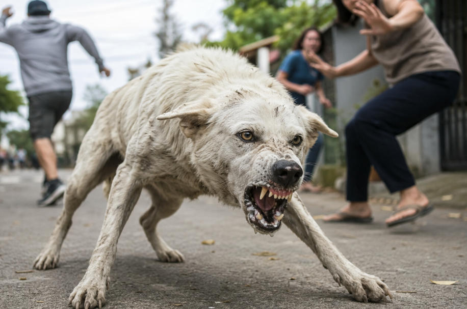 Ilustrasi anjing rabies