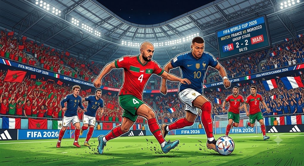 Ilustrasi Prancis vs Maroko