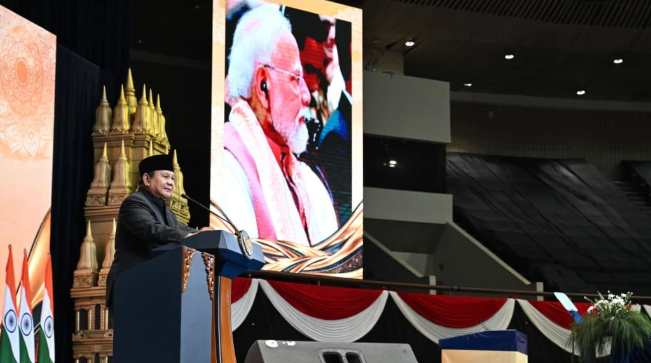 Presiden Republik Indonesia, Prabowo Subianto menghadiri acara Indian Community Reception yang digelar di Jakarta International Convention Center (JICC), pada Selasa, 7 Juli 2026.